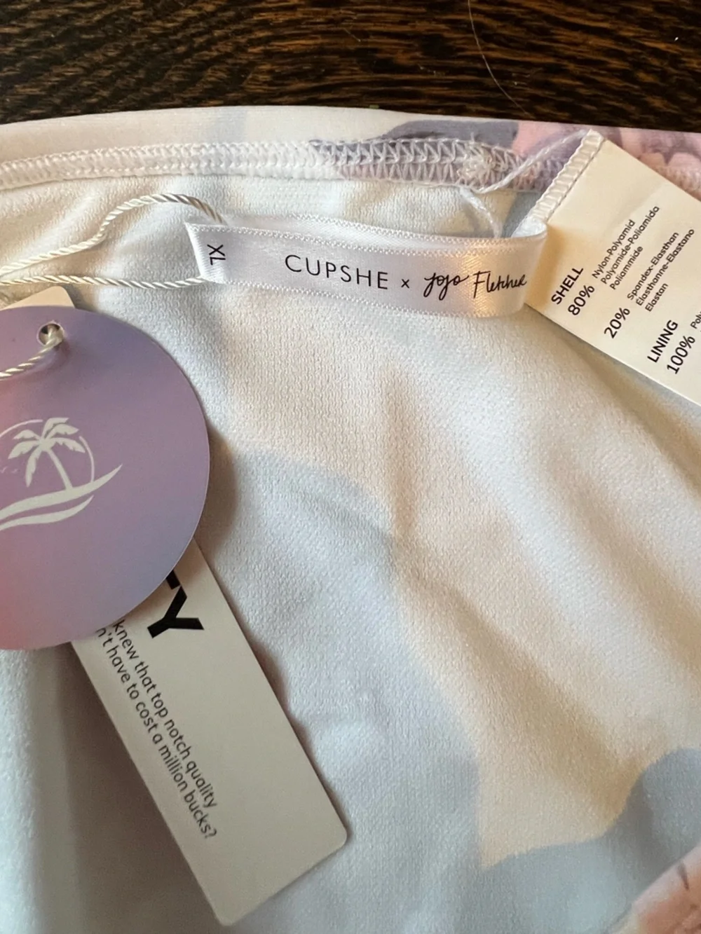 Cupshe XL Eden Floral Puff Sleeve Extra Cheeky High Waist Bikini Set NWT Swim